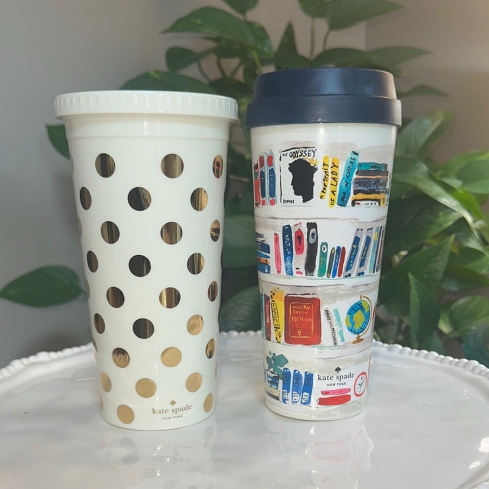 Kate Spade Gold Dot and Book Design Tumblers Bundle Set
